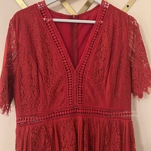 Red Renaissance Lace Dress